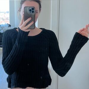 Black Ribbed Knit Sweater
